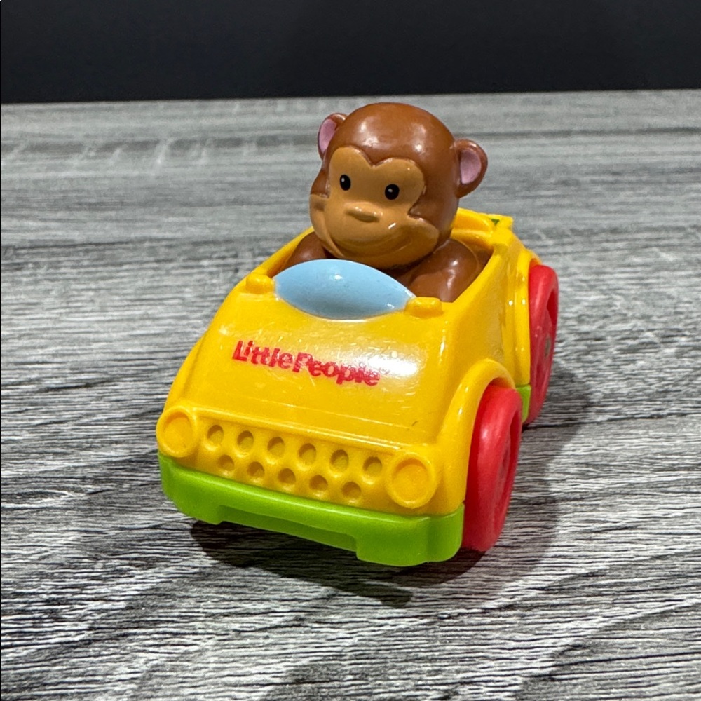 Fisher-Price | Little People Wheelies: Monkey in Yellow Car - Toy Vehicle